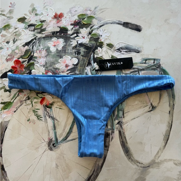 TAVIK ππ€minimal coverage Ali mini swim bottom slinky rib sea blue π - Picture 2 of 9